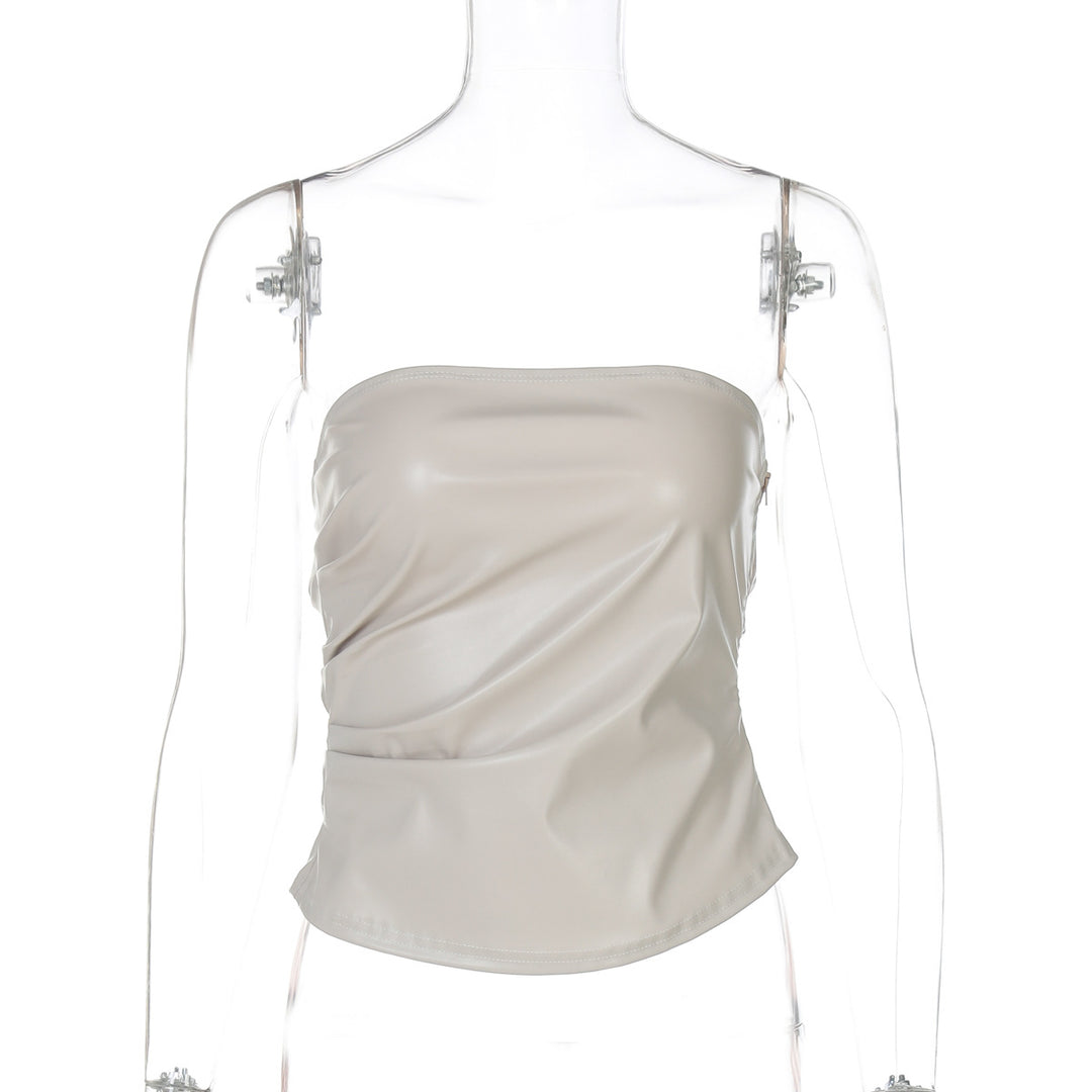 Damen ärmelloses Satin-Top mit elegantem Raffungselement R&B
