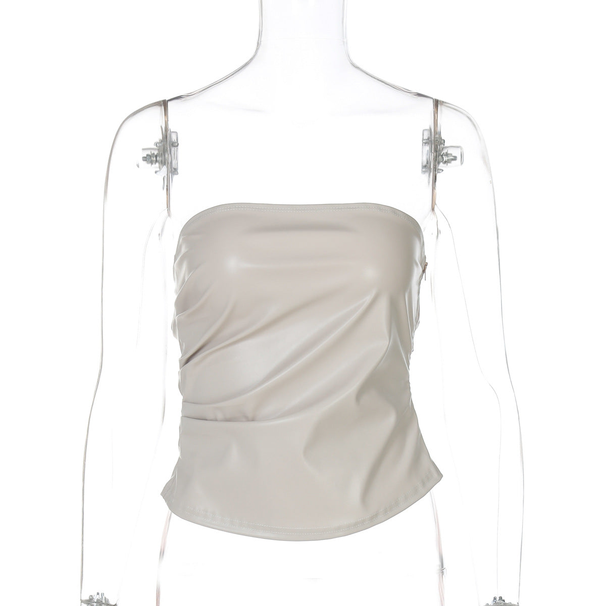 Damen ärmelloses Satin-Top mit elegantem Raffungselement R&B