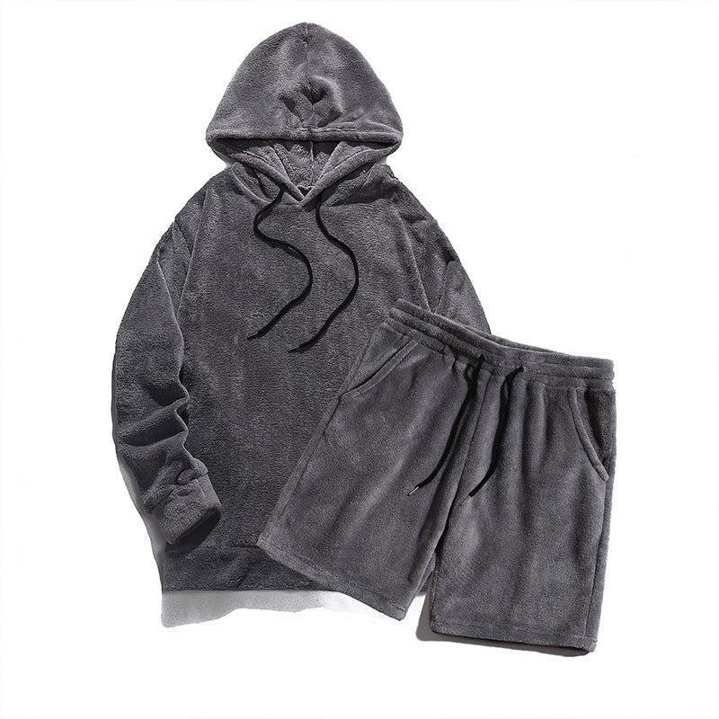 Herren Kuscheliges Hoodie-Shorts-Set R&B