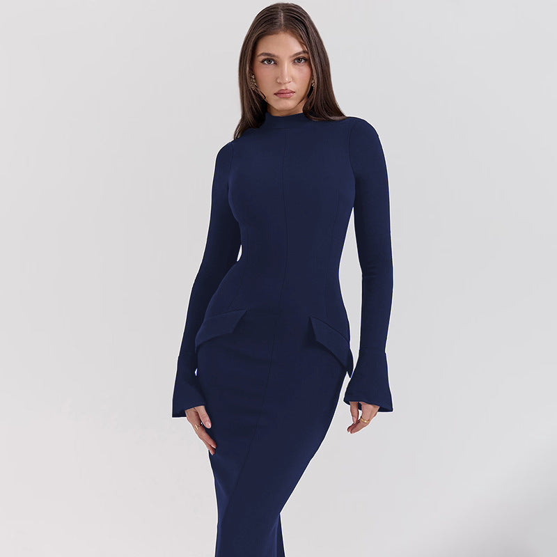 Damen Elegantes und figurbetontes Langarmkleid mit modernem Design R&B