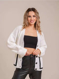 Damen Großer Strickcardigan mit dekorativen Knopfdetails und lässigem Schnitt R&B