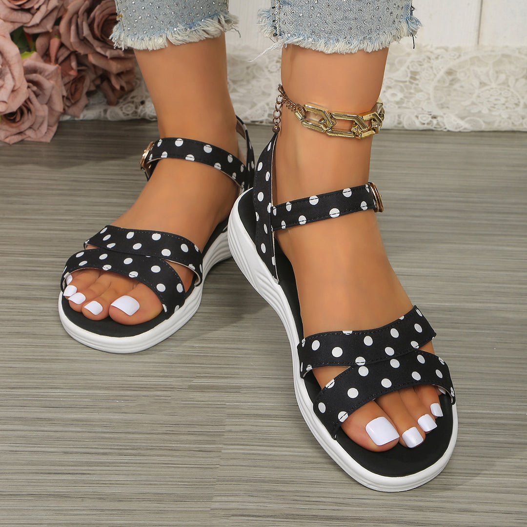 Damen elegante Sandalen mit verstelbaren Riemen und punktiertem Design R&B