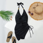 Damen Eleganter Badeanzug mit Wickeldesign und goldenen Akzenten R&B