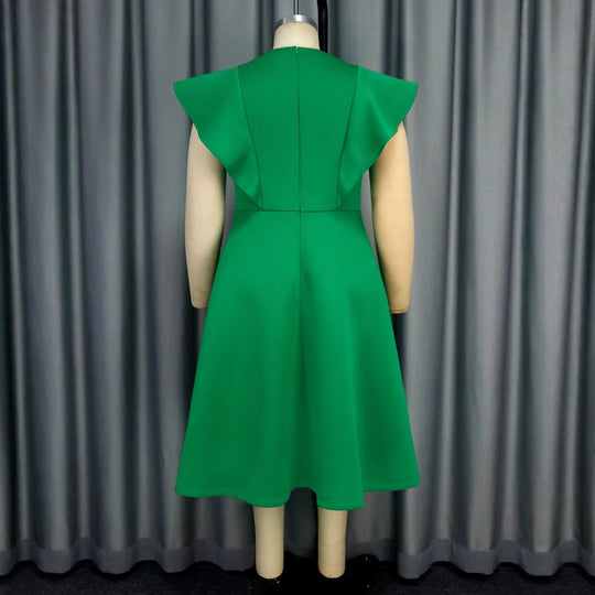 Damen Kleid mit extravagantem Kragen und edlen Details R&B