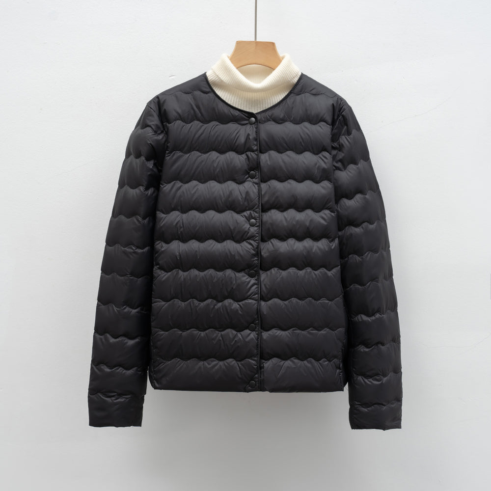 Damen Leichte gesteppte Jacke mit hochgeschlossenem Kragen und elastischen Bündchen R&B