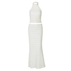 Damen Set aus hochwertigem Crop-Top und schmalem Maxirock mit Struktur R&B