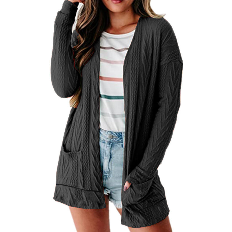 Damen luftige Strickjacke mit Taschen und modernem Design R&B