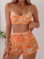 Damen Bikini-Set mit modischem Gummizug und trendy Wellenmuster R&B