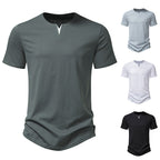 Herren Kurzarm-Henley-T-Shirt mit kreativem V-Ausschnitt und angenehmem Tragegefühl