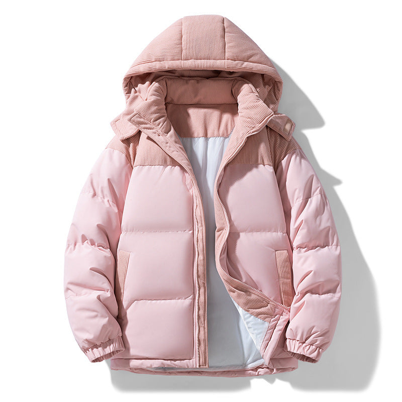 Damen warme Steppjacke mit abnehmbarer Kapuze und hochgeschlossenem Kragen R&B