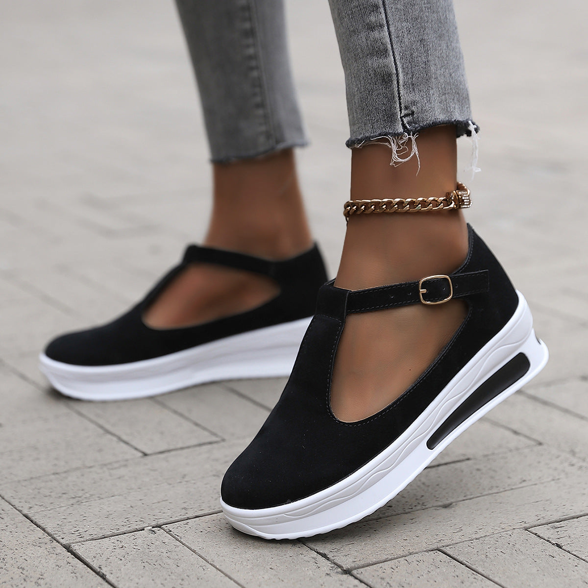 Damen Bequeme und modische Mary Janes mit verstellbarem Riemen