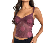 Damen Spitzen-Crop-Top mit floralen Motiven R&B
