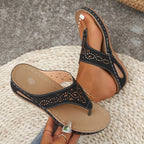 Damen Komfortable Zehentrenner-Sandalen mit floralem Schnitt R&B