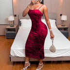 Damen Bodycon-Kleid mit elegantem Schleppe-Ausschnitt und dekorativem Muster R&B
