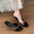 Damen Offene Mules mit dekorativen Perlenapplikationen und elegantem Absatz R&B