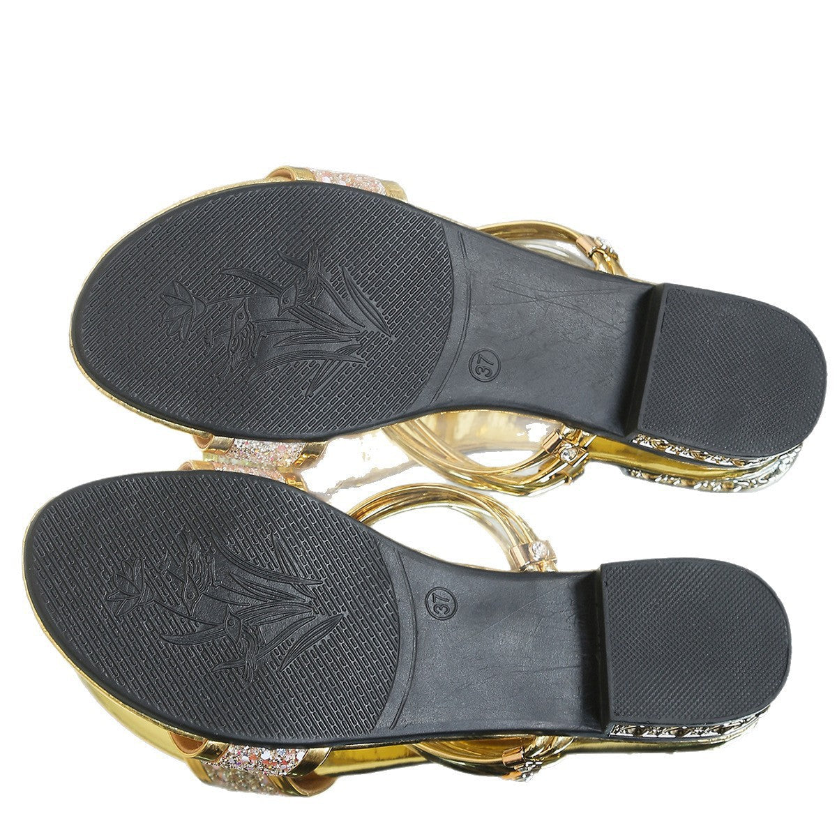 Damen Glitzernde Offen Zehensandalen mit verstellbaren Riemen R&B