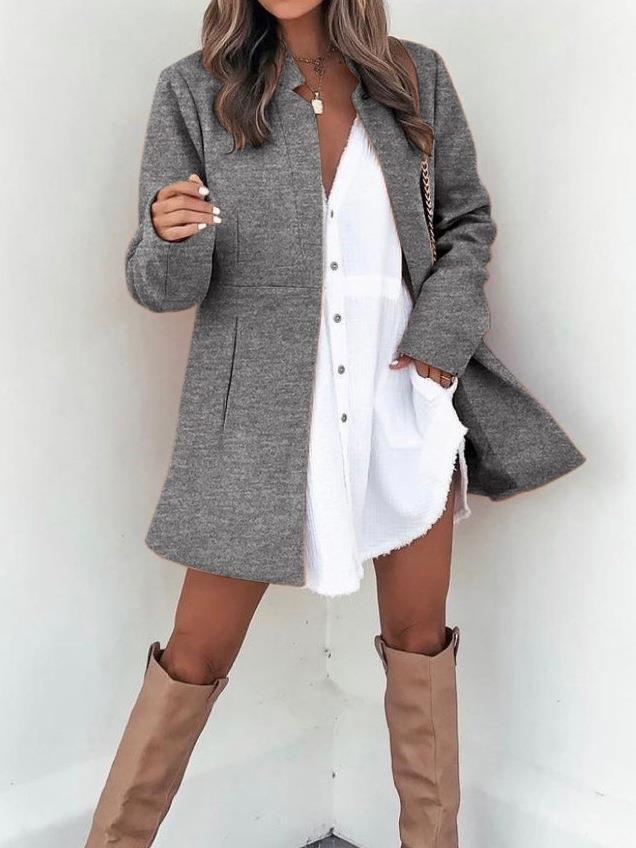 Damen Modische Übergangsjacke mit schlichten Linien und praktischen Taschen R&B
