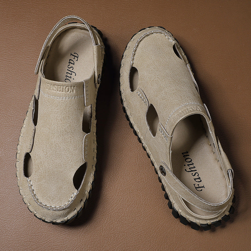 Damen Hochwertige Leder-Sandalen mit atmungsaktiven Einsätzen und rutschfester Sohle R&B