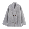 Damen lässige oversized Strickjacke mit doppelter Knopfleiste und bequemem Schnitt R&B