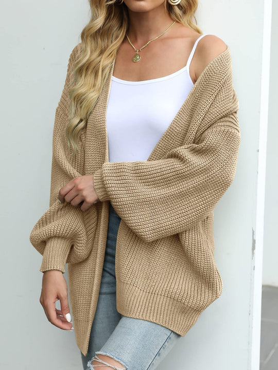 Damen Oversized Strickjacke mit tiefem Schnitt R&B