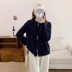 Damen Strickjacke mit eleganten Perlenknöpfen R&B