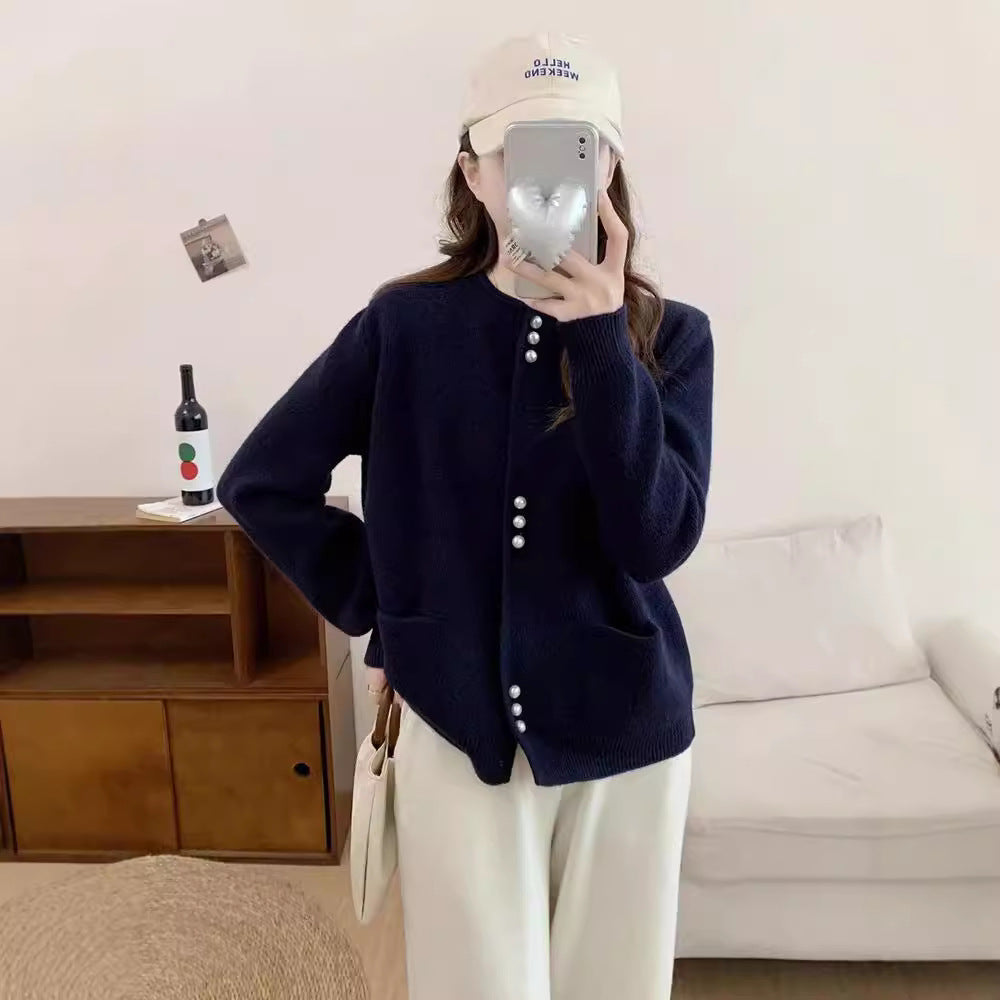 Damen Strickjacke mit eleganten Perlenknöpfen R&B