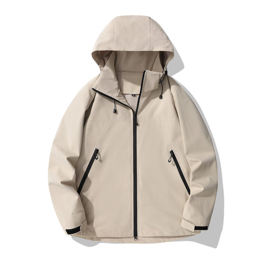 Damen wasserabweisende Outdoor-Jacke mit verstellbarem Kapuzenkragen und funktionalen Reißverschlusstaschen R&B