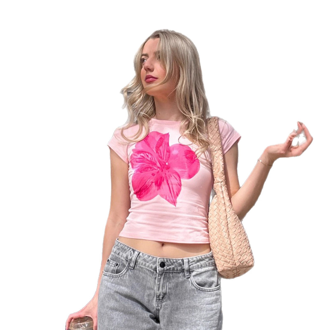 Damen T-Shirt mit floralem Druck und figurbetontem Schnitt R&B