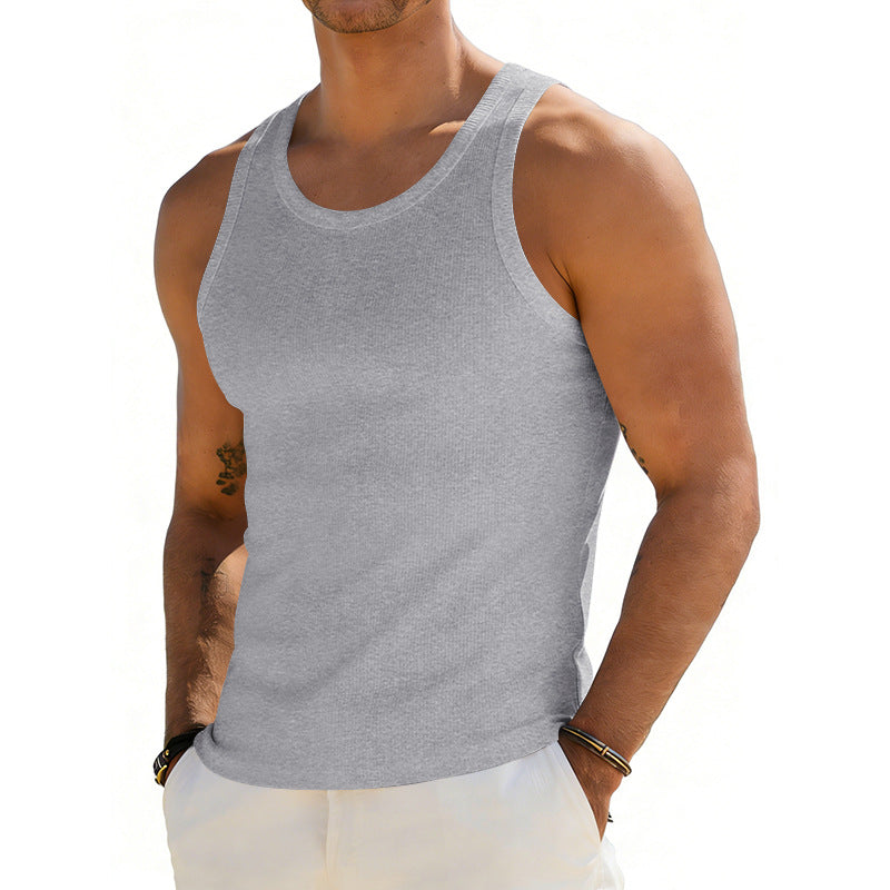 Herren nan geripptes Freizeitunterhemd mit breitem Träger und körpernaher Passform R&B
