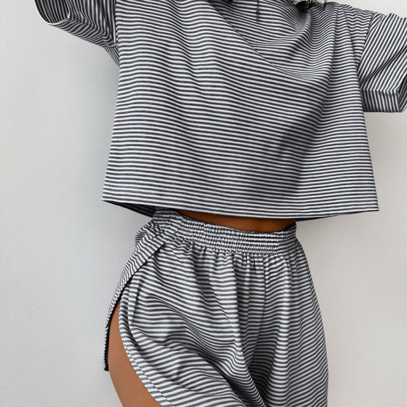 Damen stylisches Freizeit-Set mit lockerem Kurzarm-Top und Shorts R&B