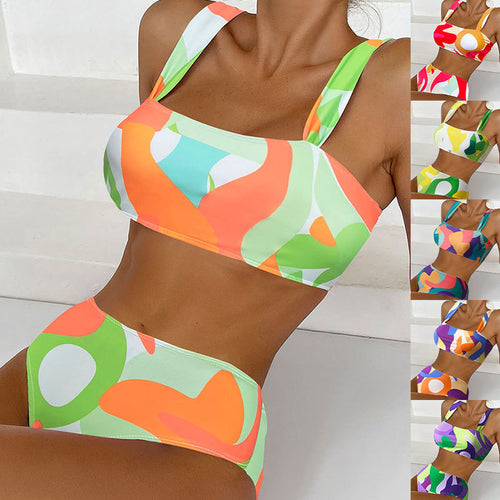 Damen Bikini-Set mit modischem Quadrat-Muster R&B
