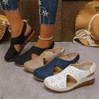 Damen Komfortable Sommer-Sandalen mit atmungsaktiver Oberflächenstruktur und rutschfester Sohle