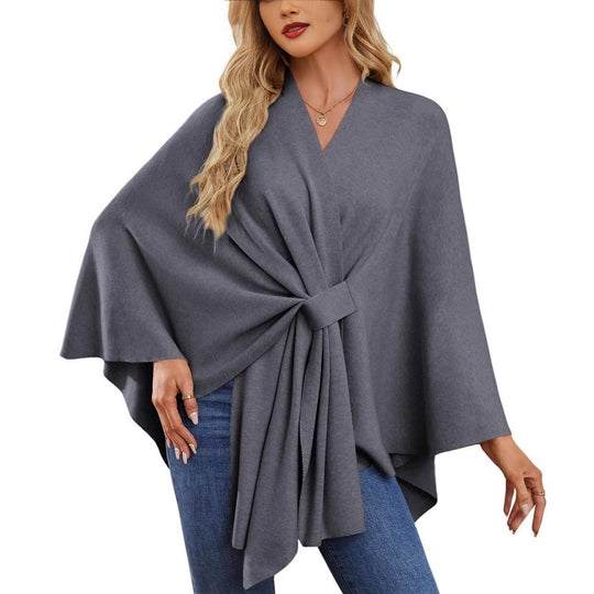 Damen Eleganter Wickelpullover mit asymmetrischem Schnitt R&B