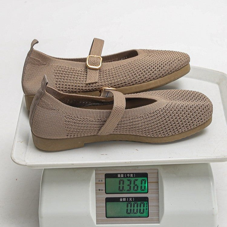 Damen Bequeme und atmungsaktive Ballerinas mit dekorativem Riemen R&B