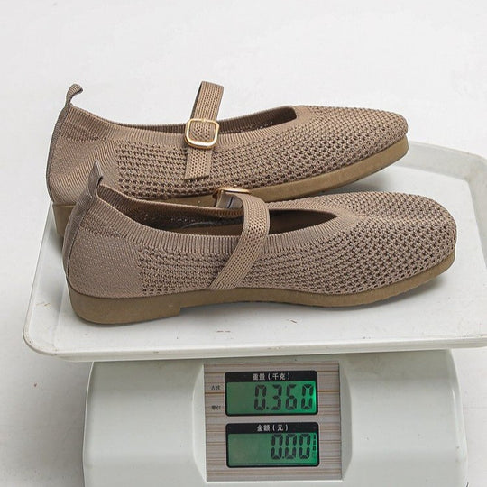 Damen Bequeme und atmungsaktive Ballerinas mit dekorativem Riemen R&B