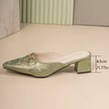 Damen elegante Slingback-Pantoletten mit hochwertiger Ledereinfassung und verziertem Blockabsatz