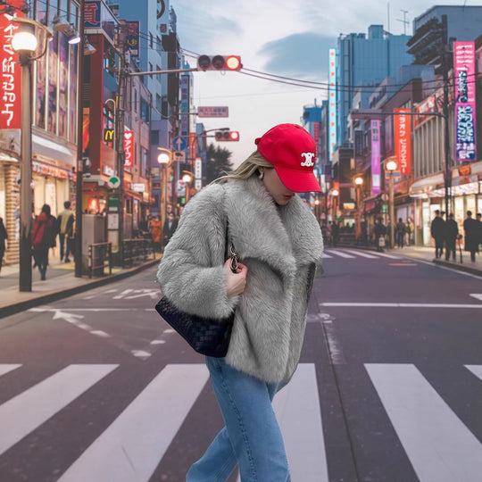 Damen Kuschelige Kunstpelzjacke R&B