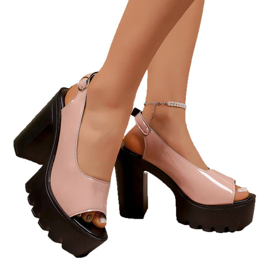 Damen Plateau-Pumps mit modischem Krokodil-Look und stabiler Sohle R&B
