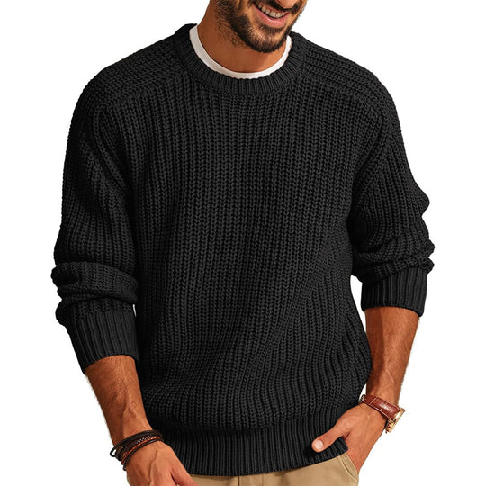 Herren lockerer Grobstrickpullover mit Raglanärmeln R&B