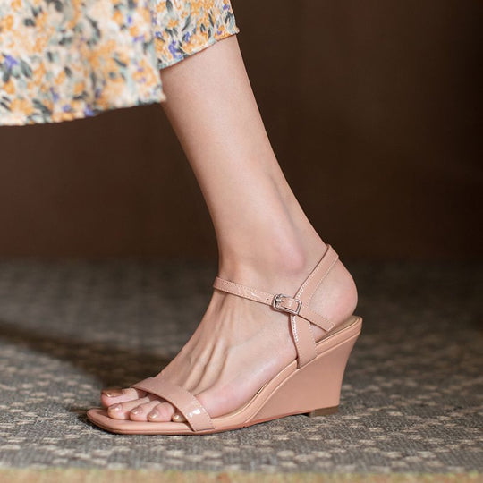 Damen Wedgesandalen mit elegantem Fersenriemen und hohem Absatz R&B
