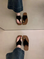 Damen Zehentrenner-Sandalen mit elegantem Goldakzent und rutschfester Sohle R&B