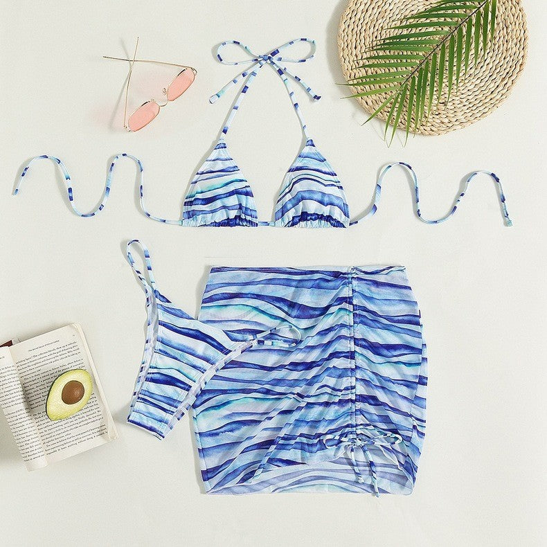 Damen Bikiniset mit gerafftem Rock und verspieltem Design R&B