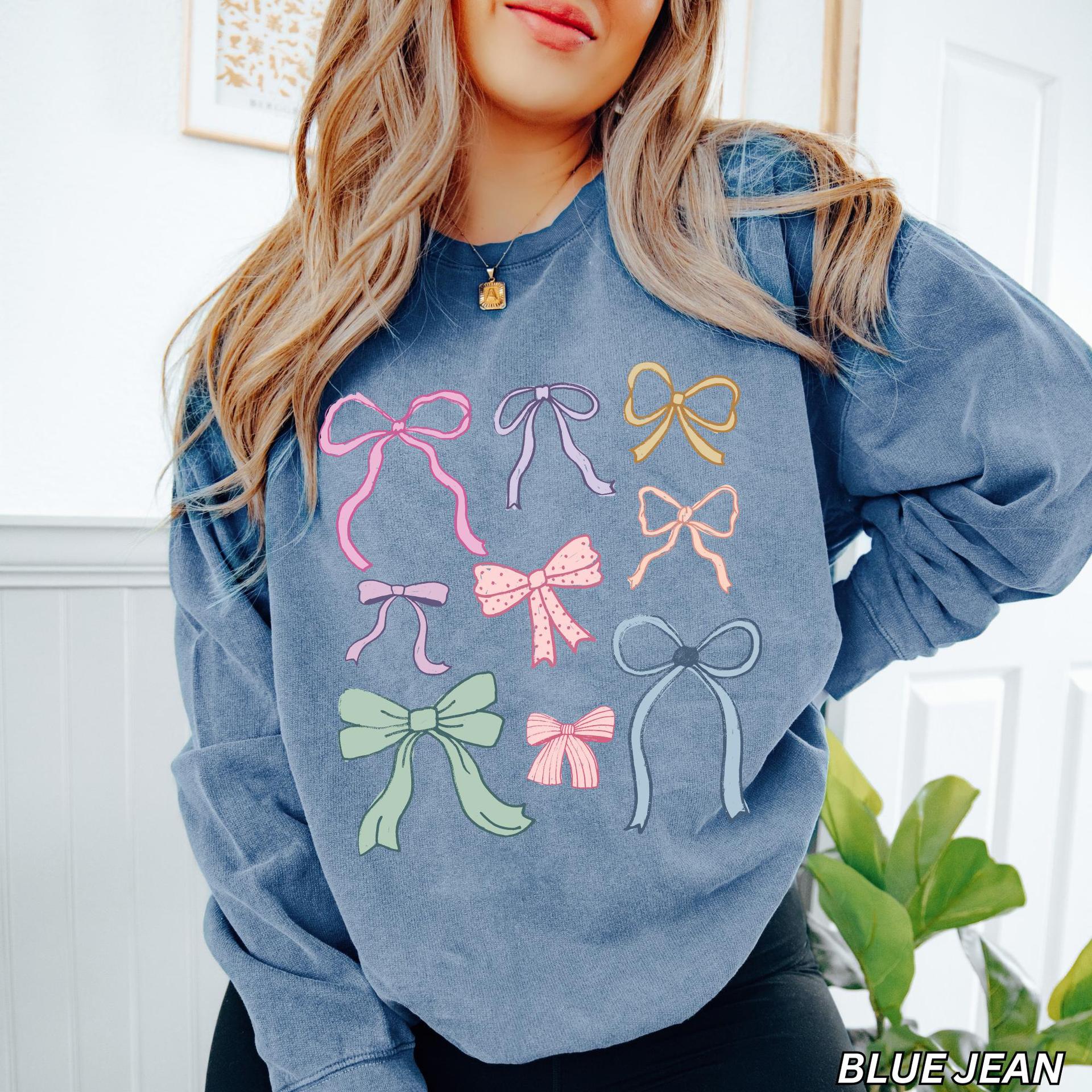 Damen lässiger Sweatshirt mit bunten Schleifenmotiven