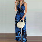 Damen eleganter Jumpsuit mit Spaghettiträgern und hohen Seitenschlitzen R&B