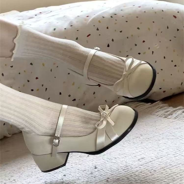 Damen Elegante Mary Jane Schuhe mit dekorativen Schleifen und großzügigem Blockabsatz R&B