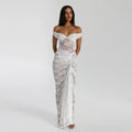 Damen Elegantes Spitze Maxikleid mit Off-Shoulder-Design und figurbetontem Schnitt R&B