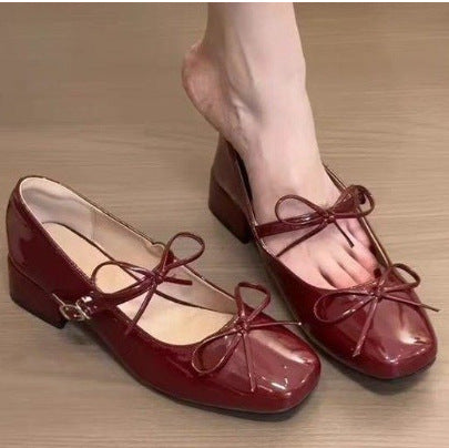 Damen elegante Mules mit raffinierten Schleifen und stylisher Metallic-Oberfläche R&B