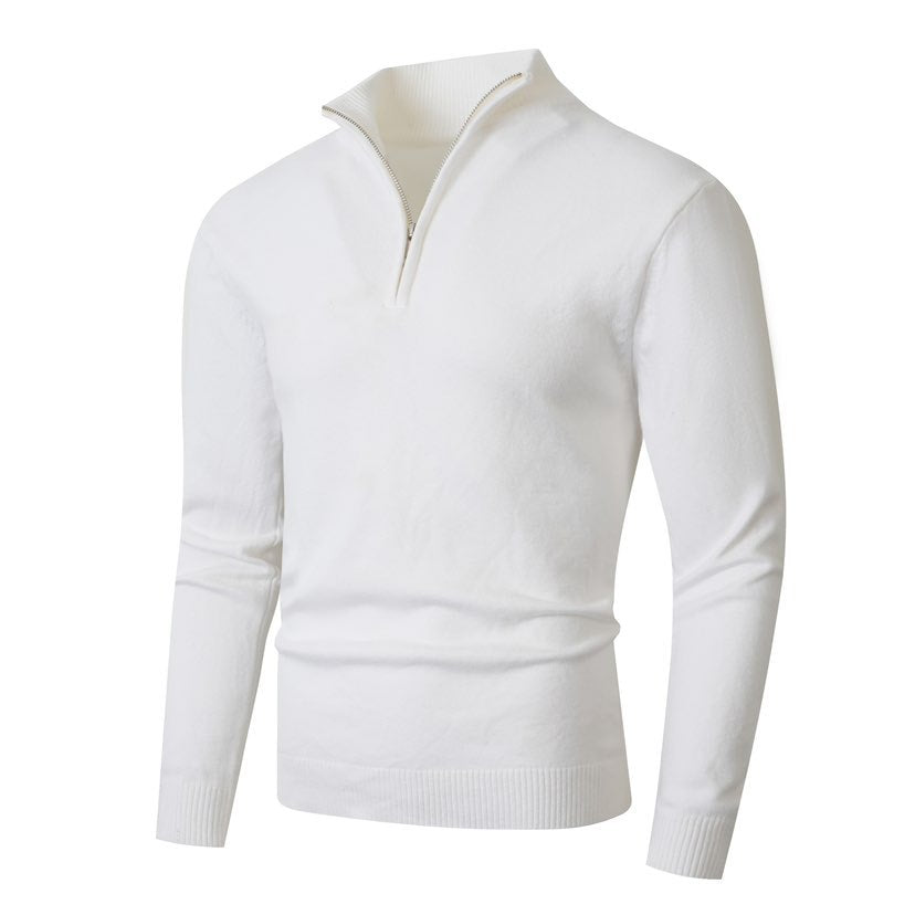 Herren Pullover mit modernem halben Reißverschluss und feiner Rippenstruktur R&B