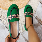 Damen Komfortable Loafers mit R&Brnem Leopardenband R&B