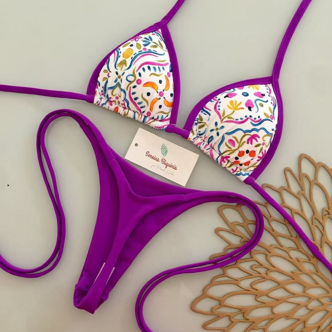 Damen Triangel-Bikini mit frischem Melonenmuster R&B